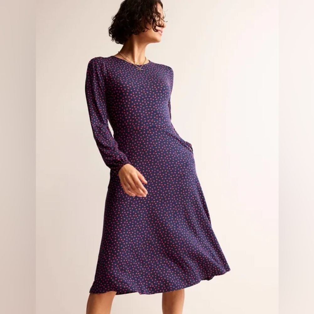 BODEN Camille Jersey Midi Dress Pop Peony Abstract Dot Sz 6 US / 10 UK NEW - Picture 4 of 6